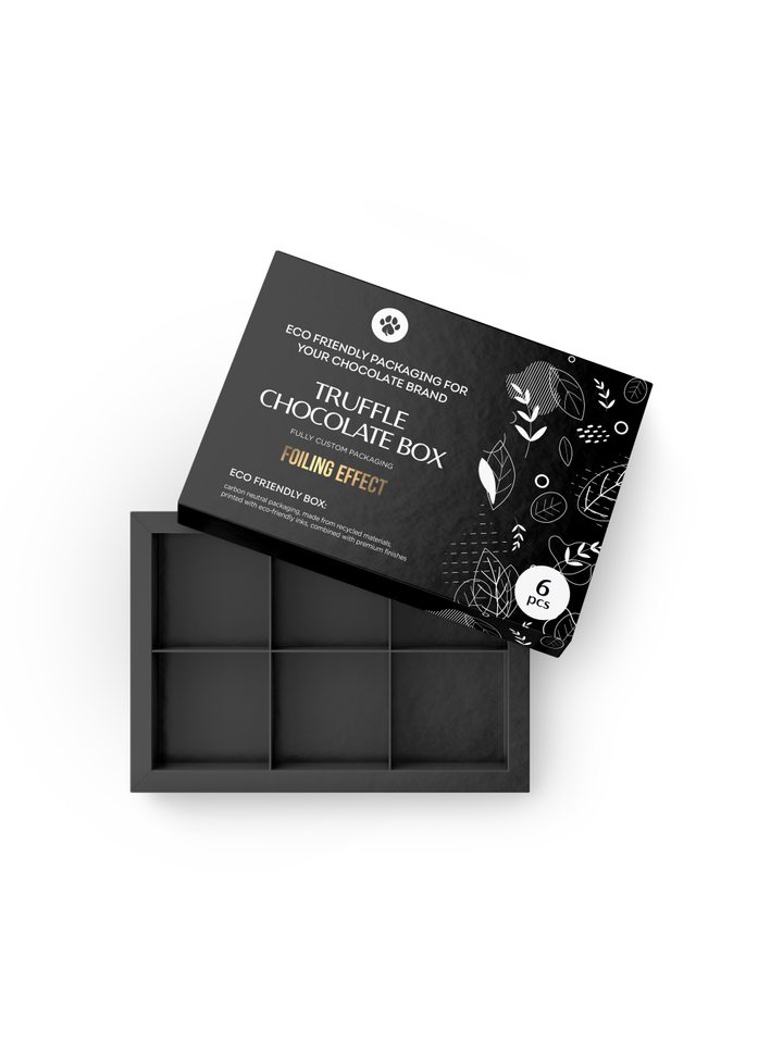 Truffle Box for 6pcs, Black, Eco-Friendly