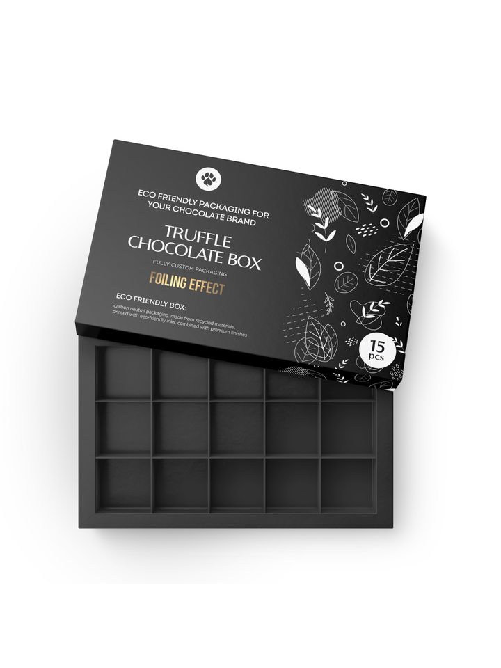 Truffle Box for 15pcs, Black, Eco-Friendly