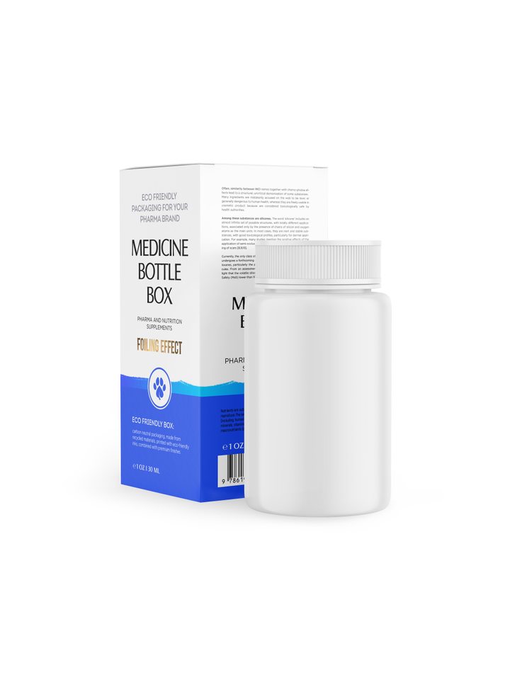 Medicine Bottle Box, Square Bottom Shaped, Medium Size, White, Eco-Friendly